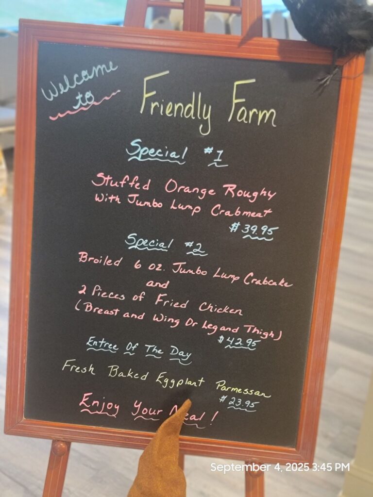 Friendly Farm Restaurant Menu 1