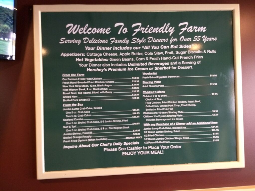 Friendly Farm Restaurant Menu 5