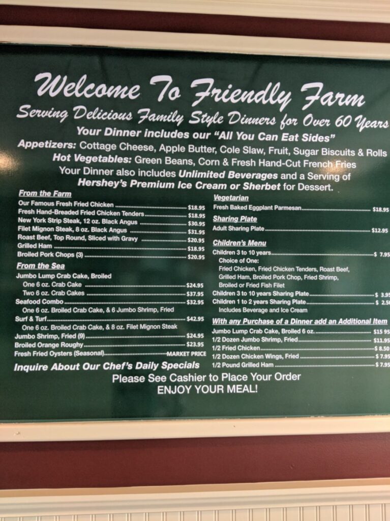 Friendly Farm Restaurant Menu 6