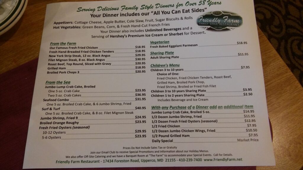 Friendly Farm Restaurant Menu 8
